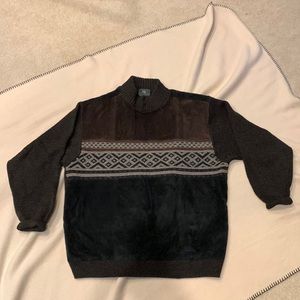 Vintage Italian unisex sweater. Leather and wool. Size Medium